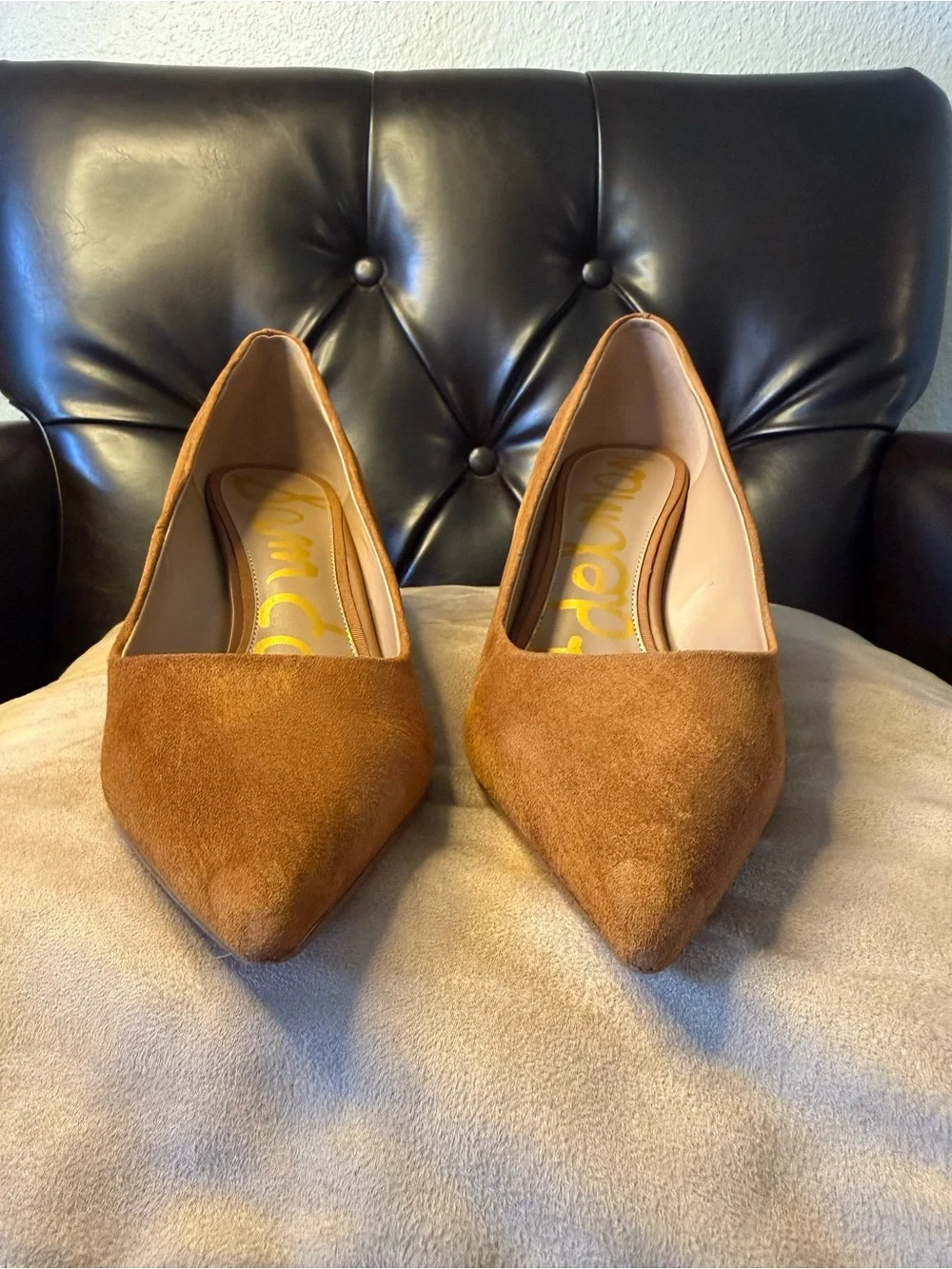 Sam Edelman Vienne Suede Pointed Toe Pumps Cognac Brown - Sz 10.5